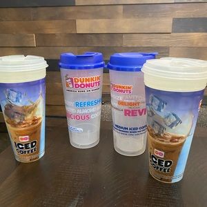 4 Dunkin Donuts Iced Coffee Cups sold as a set of 4 NWOT Collectors Item